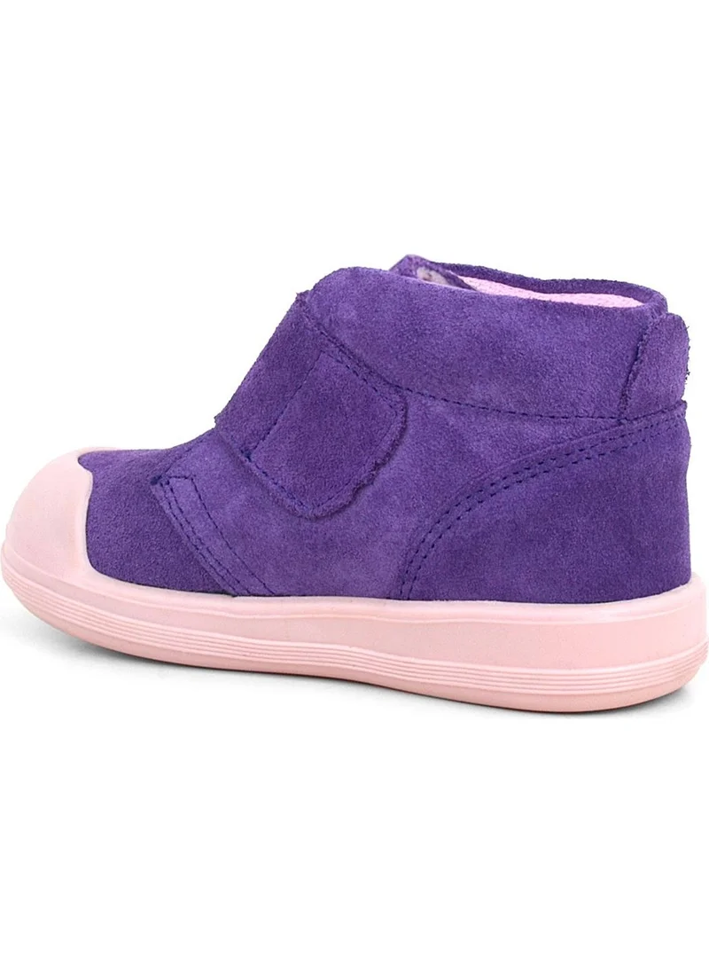 راكربلاس Yoohoo Leather Purple Powder Velcro Baby Girl Boots