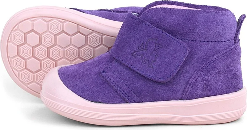 راكربلاس Yoohoo Leather Purple Powder Velcro Baby Girl Boots