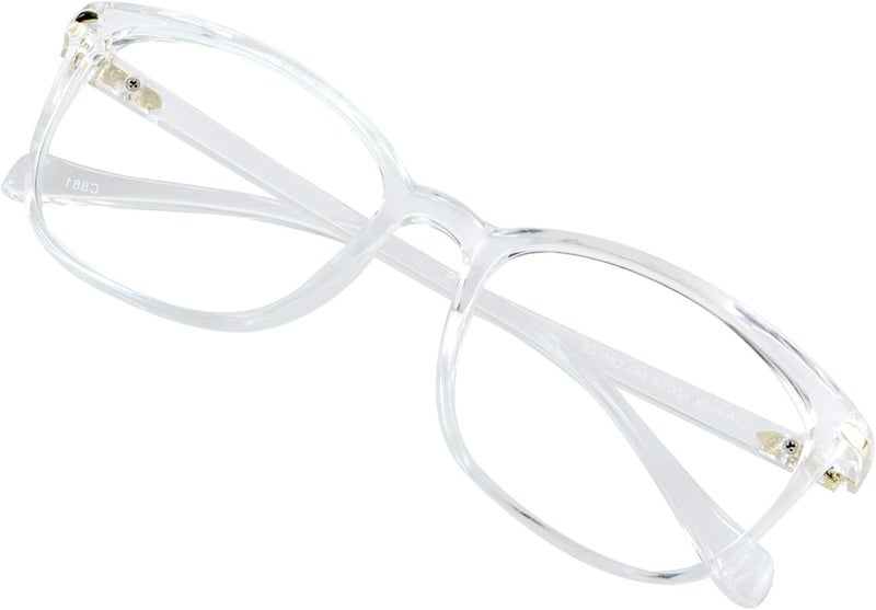 VisionGlobal Blue Light Blocking Glasses for Women, Anti Eyestrain, Computer Reading, TV Glasses, Stylish Square Frame, Anti Glare (Clear, +1.75 Magnification) - Image 1