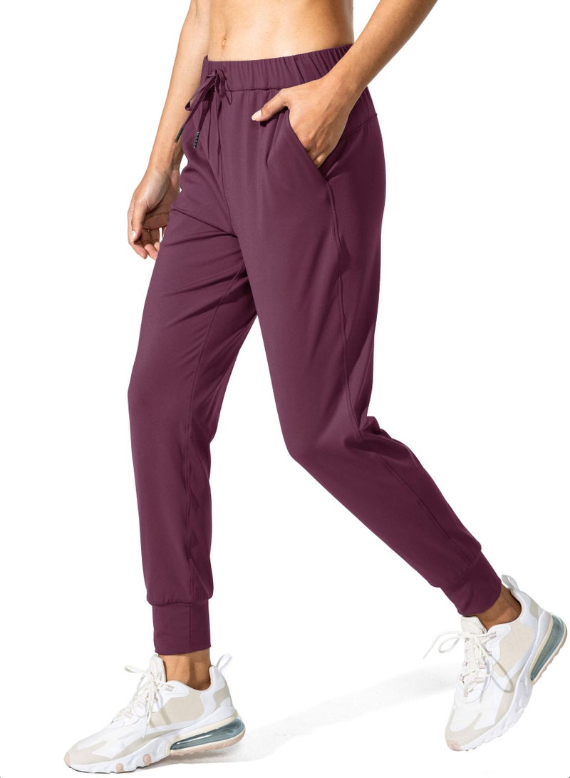 SANTINY Women's Joggers Pants Pockets Drawstring Running Sweatpants for Women Lounge Workout Jogging(Burgundy_L) - Image 4