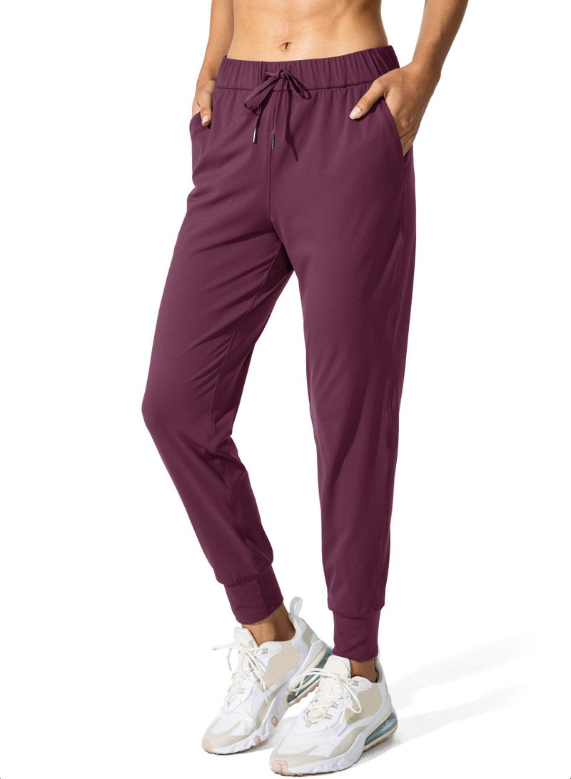 SANTINY Women's Joggers Pants Pockets Drawstring Running Sweatpants for Women Lounge Workout Jogging(Burgundy_L) - Image 1