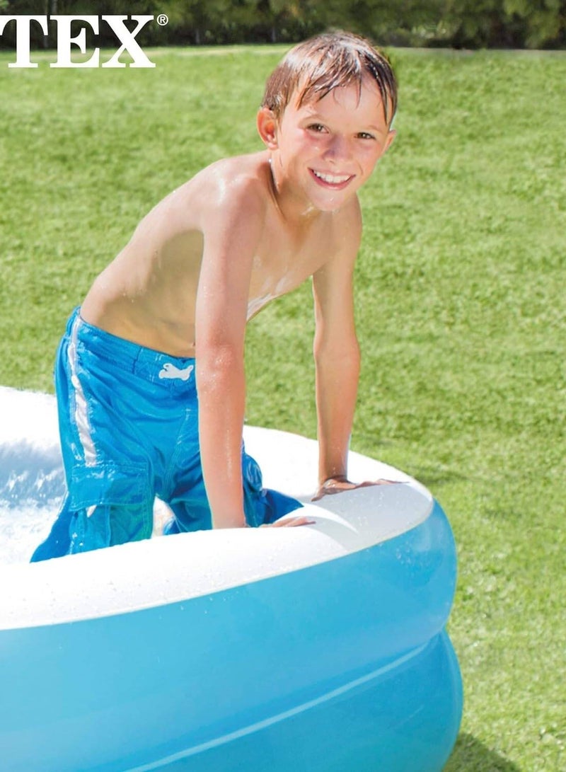 INTEX Inflatable rectangular family pool in blue, made of high-quality vinyl to ensure safety and durability, features smooth stitching for optimal comfort, equipped with safety valves for easy inflation and transportation, suitable for outdoor and backyard areas, ideal for beach and lake holidays and swimming trips - Image 1