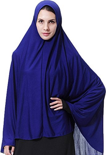 Ababalaya Women's Elegant Modest Muslim Islamic Ramadan Soft Lightweight Jersey Hijab Long Scarf, Sapphire, L - Image 5