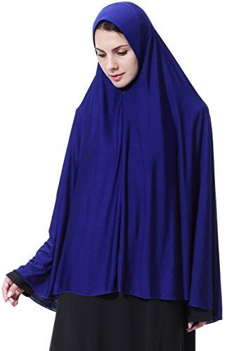 Ababalaya Women's Elegant Modest Muslim Islamic Ramadan Soft Lightweight Jersey Hijab Long Scarf, Sapphire, L - Image 4