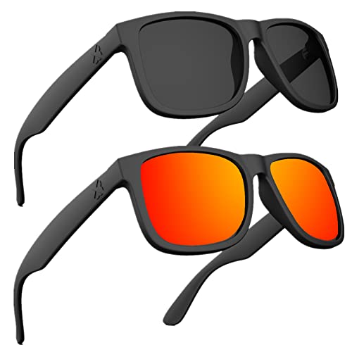 MAXJULI Polarized Sunglasses for Men and Women,UV400 Protection Rectangular Sun Glasses,Ideal for Driving Cycling and Running 8806（Grey+Red） - Image 1