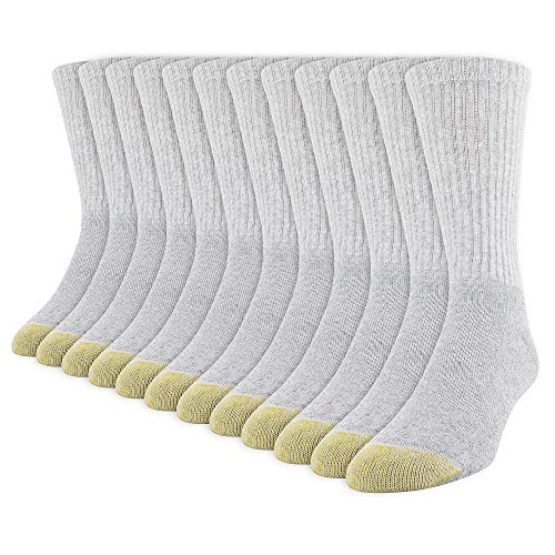 GOLDTOE Men's 656S Cotton Crew Athletic Socks, Multipairs, Grey Heather (12-Pairs), Large - Image 1