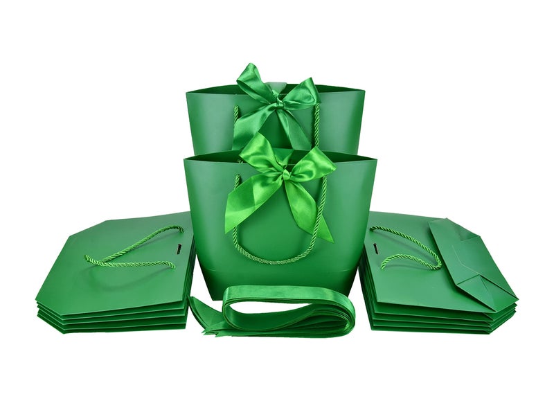 HUAPRINT Gift Bags with Handles74835479 inchesParty Favor Bags with Bow Ribbon12Pcs Green Paper Bags for Birthday Wedding Bridesmaid Present Celebration Holiday