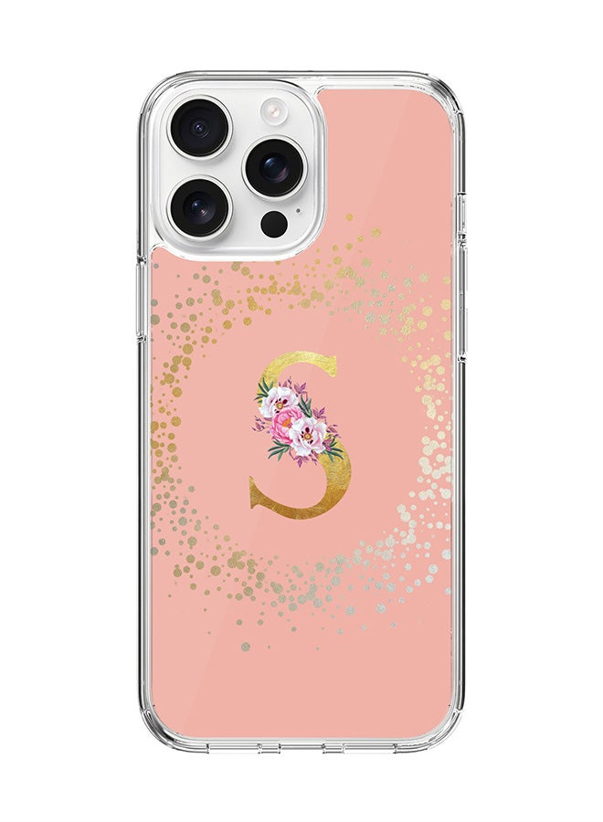 Stylizedd For iPhone 16 Pro Max Case [Compatible with MagSafe] Slim Magnetic cover Clear Phone Case - Custom Monogram Floral - S (Rose Pink ) - Image 1