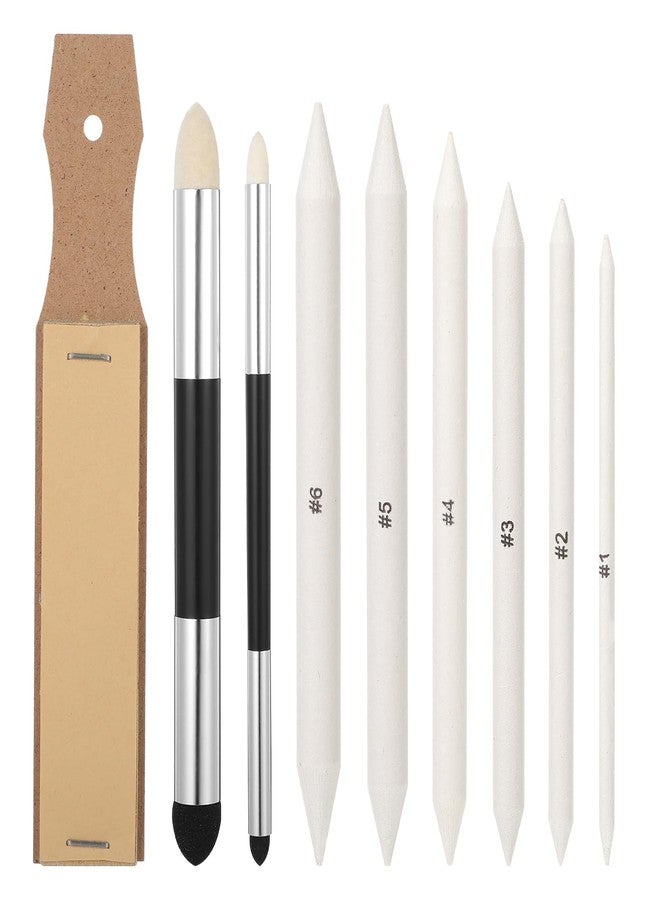 Sliverdew Blending Stumps for Drawing, 9PCS Tortillions Blending Pencil Oil Pastel Blending Tools Soft Paper Felts Sketch Blending Sticks Blending Sponge Pens and Sandpaper Pencil Sharpener Drawing Supplies - Image 1