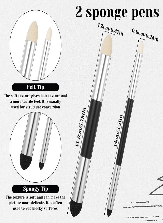 Sliverdew Blending Stumps for Drawing, 9PCS Tortillions Blending Pencil Oil Pastel Blending Tools Soft Paper Felts Sketch Blending Sticks Blending Sponge Pens and Sandpaper Pencil Sharpener Drawing Supplies - Image 3