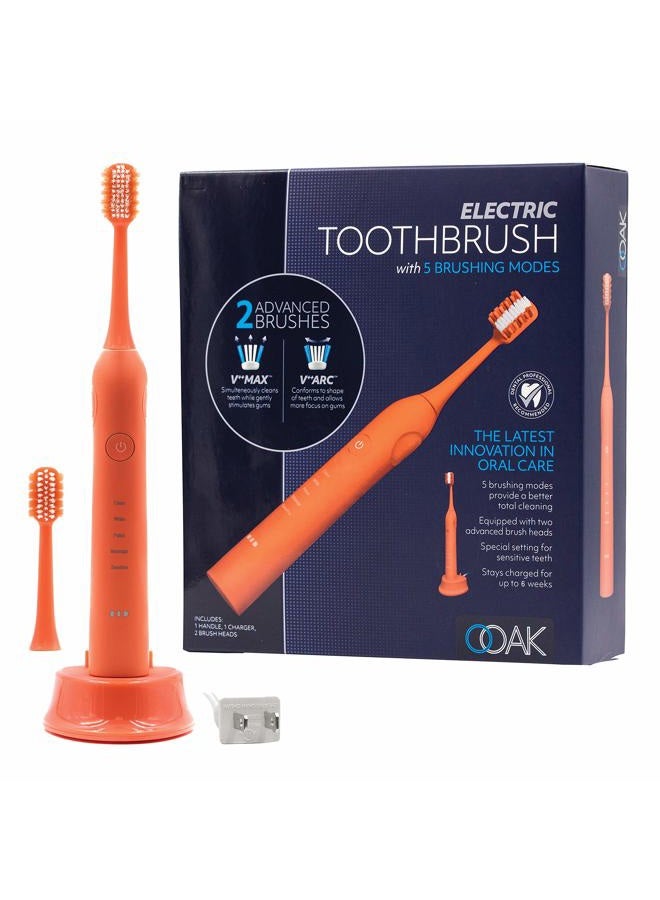 OOAK Electric Toothbrush with 5 Brushing Modes with 2 Advanced Heads - Coral  - Image 1