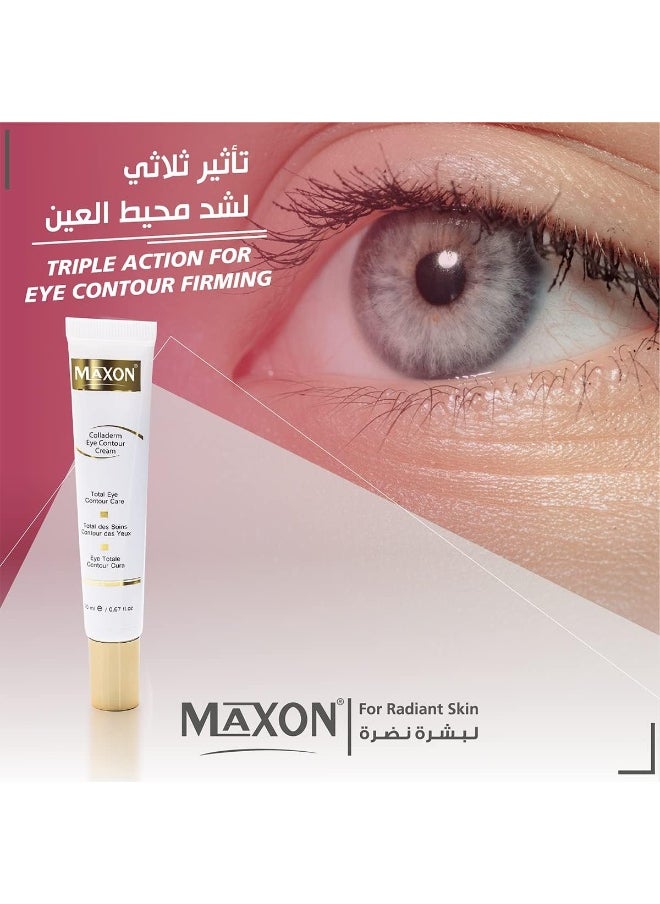 MAX-ON Max-on Colladerm Eye Repair Cream | Under Eye Cream for Dark Circles and Puffiness Delicate Skin Under Eye Area with Caffeine and Hesperidin | Fragrance Free | 0.67Oz, 20 ML  - Image 2