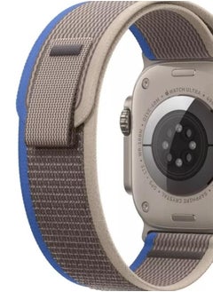 Generic Nylon Replacement Band Compatible with Apple Watch Series 9/Ultra/Ultra 2 Size 45/49mm, Gray with Blue  - Image 3