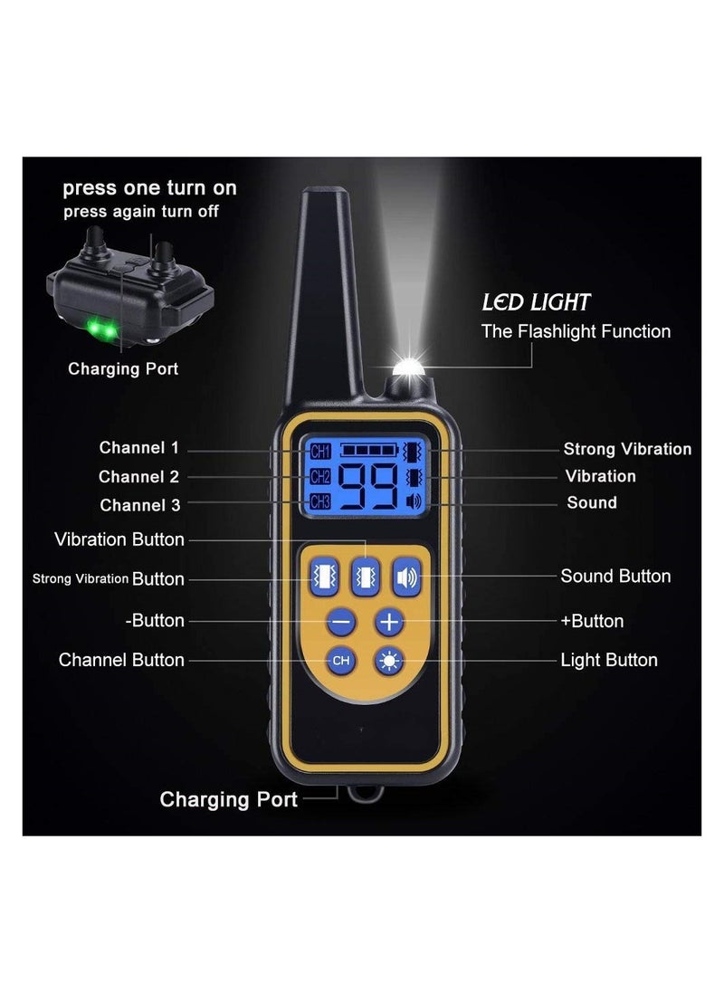Dog Training Collar with Wireless Remote USB Rechargeable Collar Waterproof Home Dog Training Device Vibrating Dog Collar with Remote Control Vibration/Beep Mode Dog Barking Collar 500 Yards Range