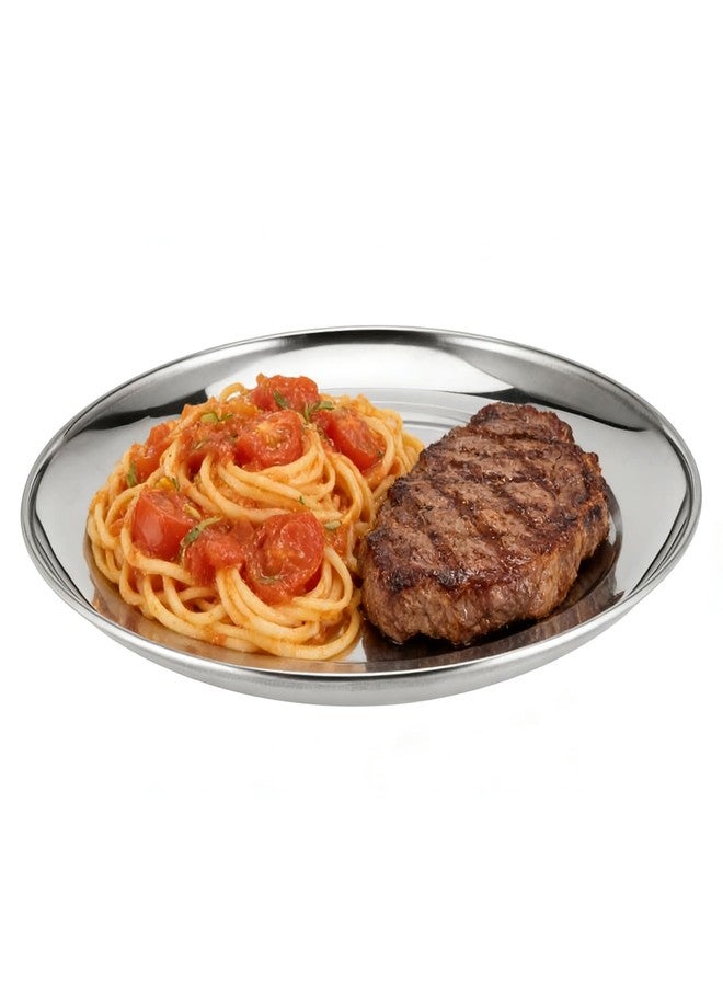 JOIKIT 6 Pack 8 Inch Silver Stainless Steel Plate, Round Metal Dinner Plates, Kitchenware Dinner Dishes Serving Tray Large Camping Plates for BBQ, Snack, Food Serving, Dishwasher Safe - Image 5