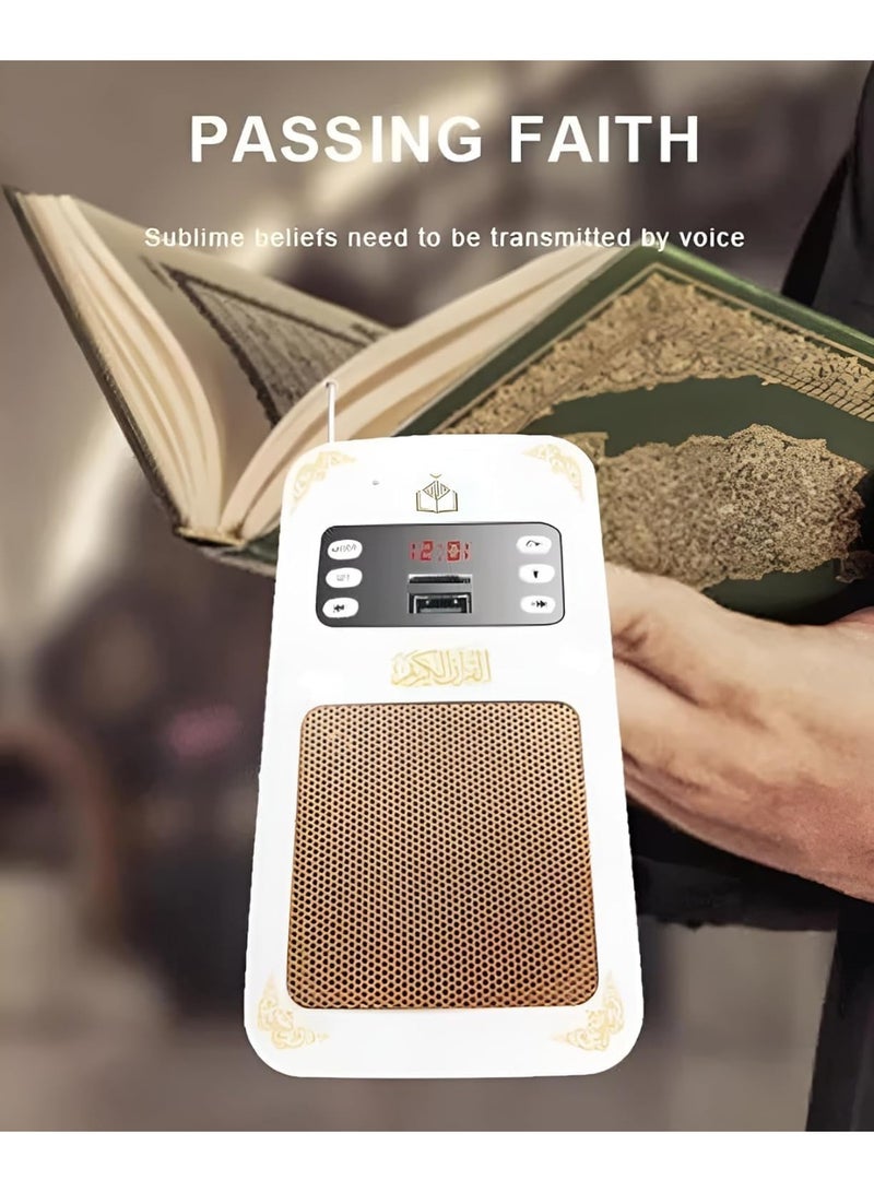 GTSOL Smart Wall Plug Quran Speaker With Remote Control, Wall-Mounted Holy Quran Speaker with Translation LED light, Radio, Usb & SD Card Support Azan Speaker for Home, School - Image 4