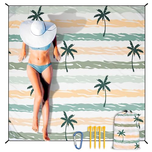 HIHOHO Beach Blanket Waterproof Sandproof Extra Large Beach Mat 79" X 83"/120"x108"for 1-8 Adults Quick Drying Durable Outdoor Picnic Mat for Beach Travel Camping Hiking - Image 1