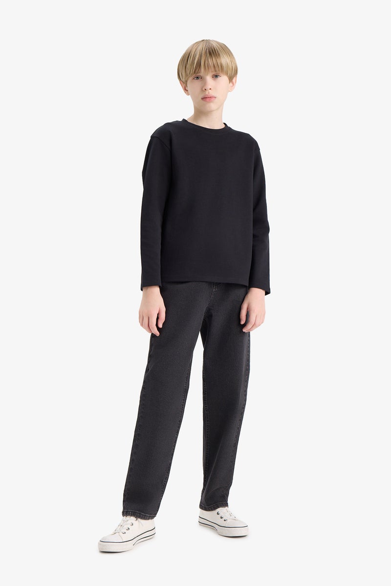 ديفاكتو تي شيرت كم طويل قصة عادية برقبة مستديرة - Image 3