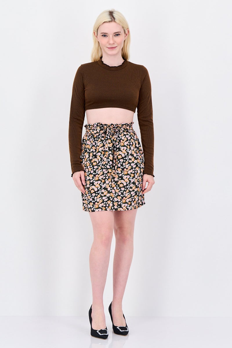 BCBGeneration Women Floral Print Mini Skirt, Multicolor - Image 3