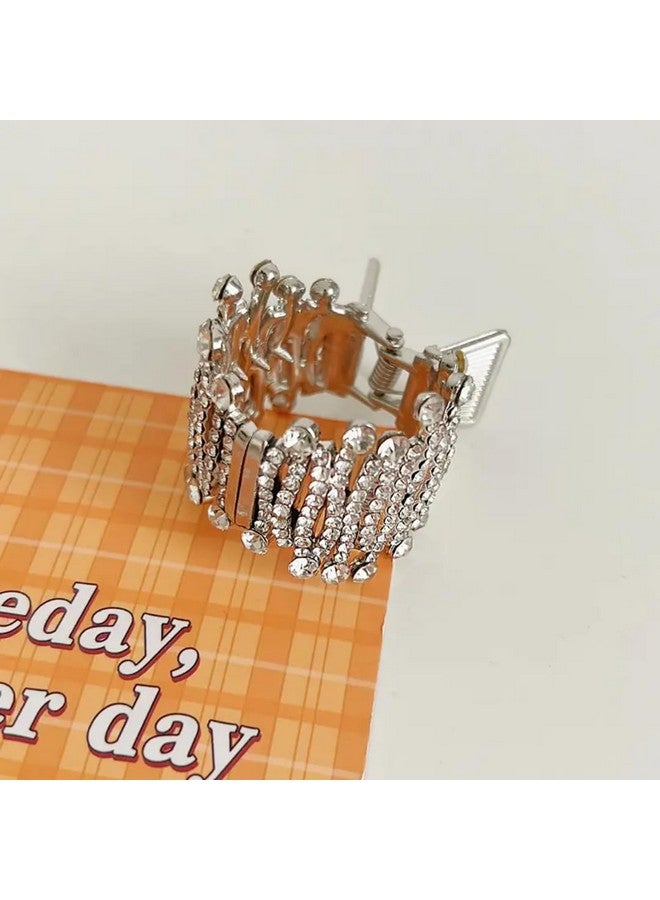 DIVERSA SPECIAL DESIGN BLING OVAL HAIR CLAW CLIP RHINESTONE PEARL ALLOY PONYTAIL HOLDER (PACK OF 2) - Image 4
