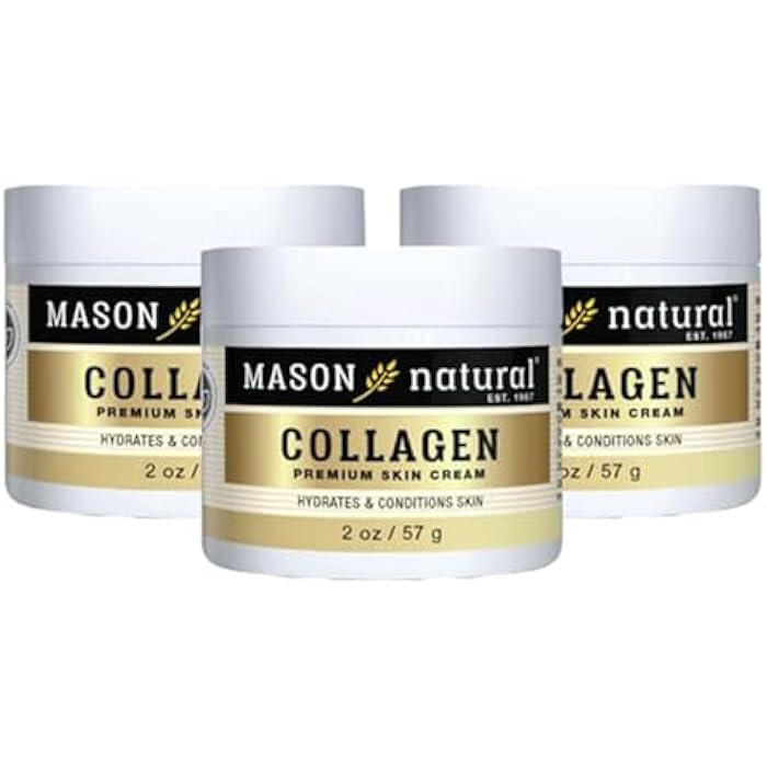 MASON NATURAL Collagen Premium Skin Cream, Women’s Anti,Aging Face & Body Daily Moisturizer for Hydration & Firmness, Pear Scent, 2 oz each (3 Pack) - Image 1