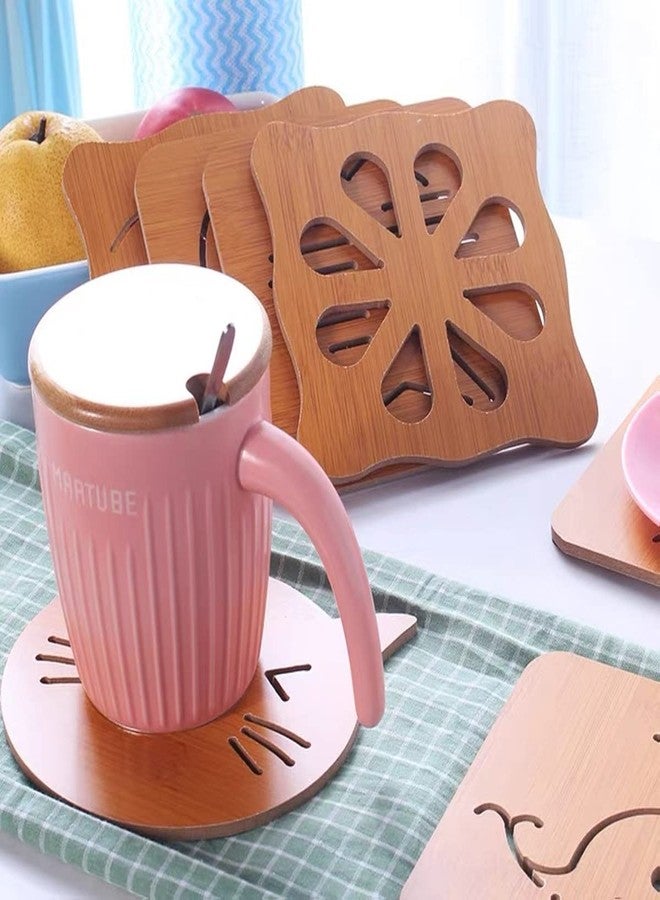 OLWICK® 5 Pcs Wood Hot Pads Pot Holders, Insulated Non Slip Trivet Mat Set for Kitchen, Hot Pads, Teapot Trivet, Baking, Cooking (Random Pattern) - Image 3