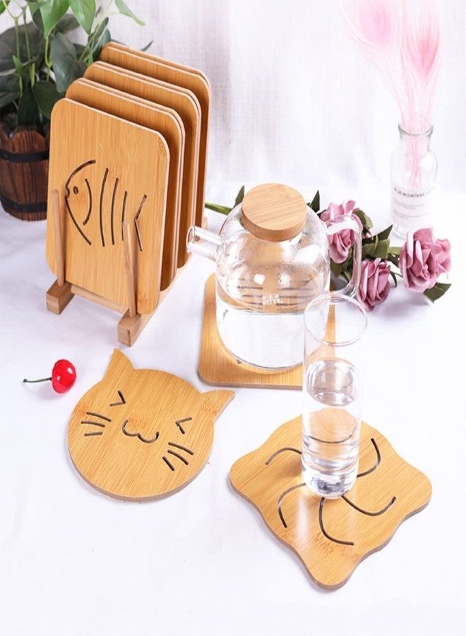 OLWICK® 5 Pcs Wood Hot Pads Pot Holders, Insulated Non Slip Trivet Mat Set for Kitchen, Hot Pads, Teapot Trivet, Baking, Cooking (Random Pattern) - Image 5