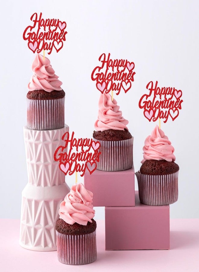 Moitkptt 24 Pcs Happy Galentine's Day Cupcake Toppers for Galentine's Day Decoration, Valentines Cupcake toppers Friends Galentines Party Decor Girls' Night Party Decorations (happy) - Image 3