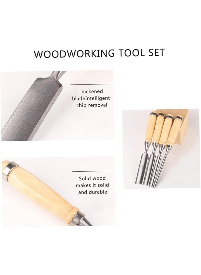 GGOOT Half-Round Chisel Woodworking Chisel Carved Chisel Woodworking Cutter Woodworking Tool Set Half-Circle Inner Cutter Set of 4,Hardware Tools Accessories - Image 2