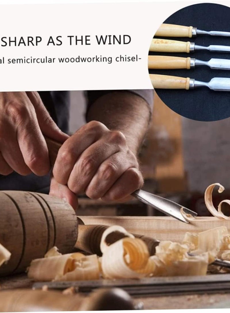 GGOOT Half-Round Chisel Woodworking Chisel Carved Chisel Woodworking Cutter Woodworking Tool Set Half-Circle Inner Cutter Set of 4,Hardware Tools Accessories - Image 4