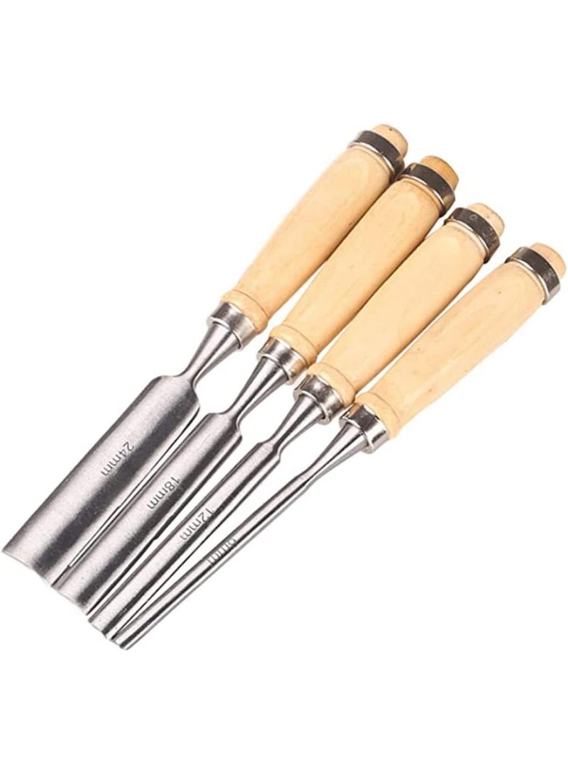 GGOOT Half-Round Chisel Woodworking Chisel Carved Chisel Woodworking Cutter Woodworking Tool Set Half-Circle Inner Cutter Set of 4,Hardware Tools Accessories - Image 1