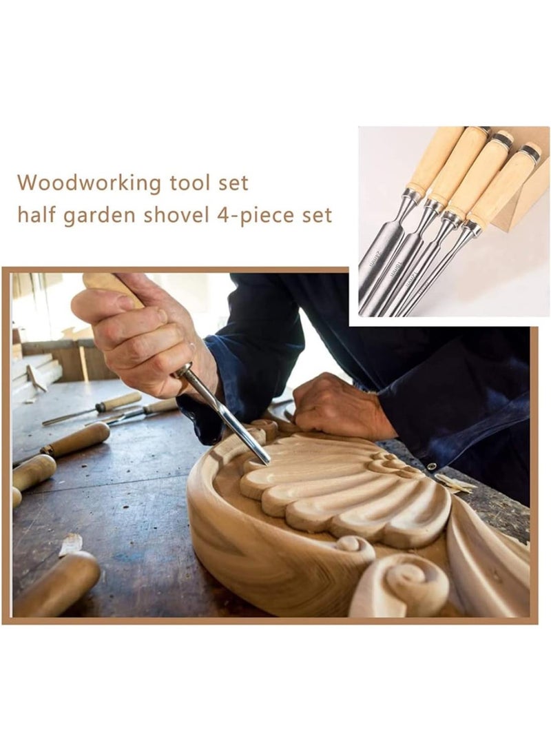 GGOOT Half-Round Chisel Woodworking Chisel Carved Chisel Woodworking Cutter Woodworking Tool Set Half-Circle Inner Cutter Set of 4,Hardware Tools Accessories - Image 3