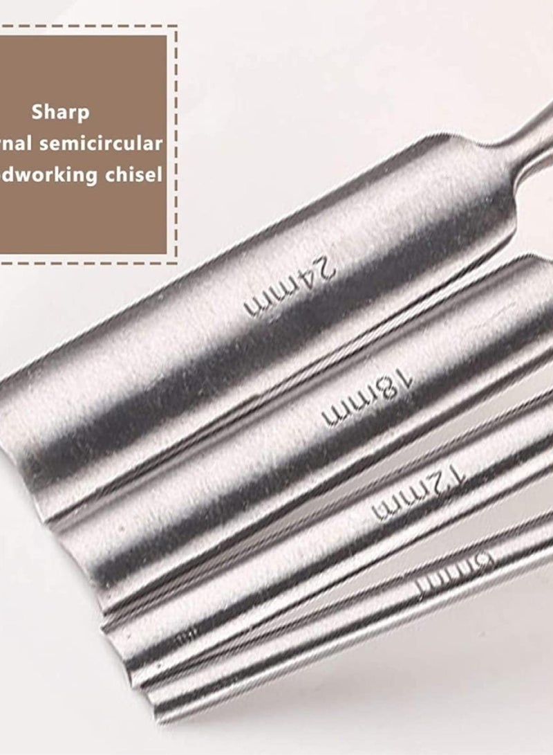 GGOOT Half-Round Chisel Woodworking Chisel Carved Chisel Woodworking Cutter Woodworking Tool Set Half-Circle Inner Cutter Set of 4,Hardware Tools Accessories - Image 5