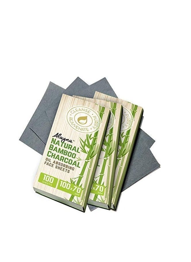 alayna tm Oil Blotting Sheets for Face Natural Bamboo Charcoal Blotting Paper for Oily Skin Oil Absorbing Tissues Beauty Blotters Remove Excess Shine Organic Blot Papers For Make UpFacial & Skin Care 3 Pack  - Image 1