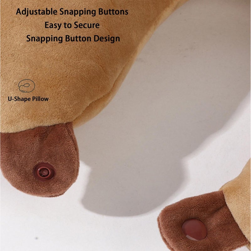 Travel Neck Pillow 2 In 1 Capybara Plush Memory Foam U Shape Support Cushion - Image 5