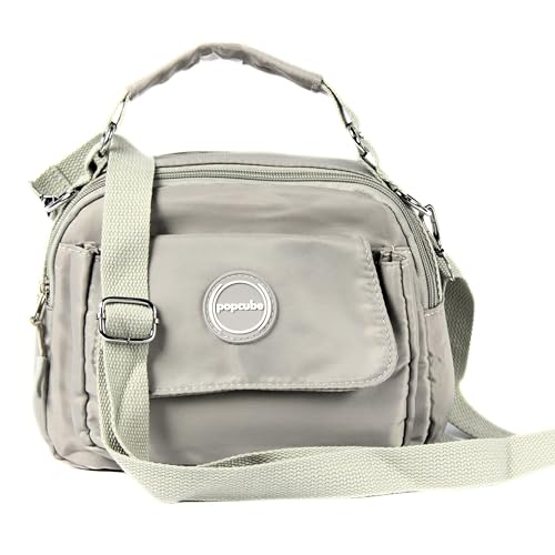 POPCUBE Women Small Crossbody Bag Waterproof Multi-layer Casual Satchel Bag Shoulder Bag Messenger Bag Travel Bag With Inner Padded Pocket & Adjustable Strap (Grey) - Image 1