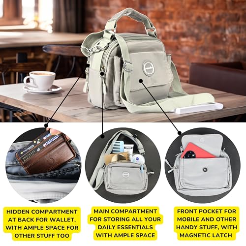 POPCUBE Women Small Crossbody Bag Waterproof Multi-layer Casual Satchel Bag Shoulder Bag Messenger Bag Travel Bag With Inner Padded Pocket & Adjustable Strap (Grey) - Image 3