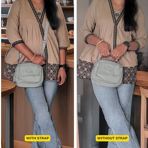 POPCUBE Women Small Crossbody Bag Waterproof Multi-layer Casual Satchel Bag Shoulder Bag Messenger Bag Travel Bag With Inner Padded Pocket & Adjustable Strap (Grey) - Image 5