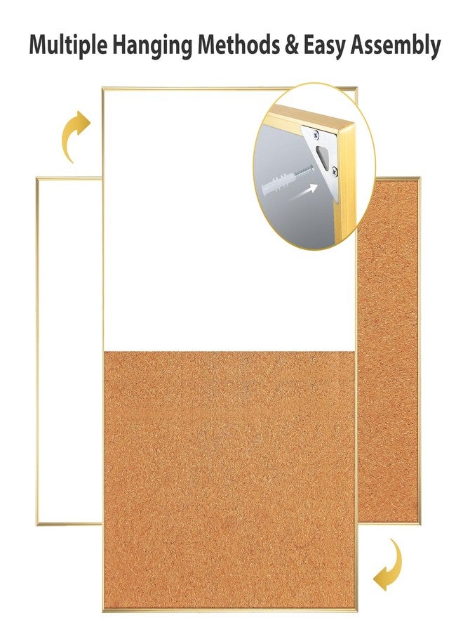 ARCOBIS Cork Board White Board Combo, 36 x 24 Inch Bulletin Board-Gold Frame, Magnetic Dry Erase Board & Corkboard for Wall, Vision Board for Home, Office, School - Image 4