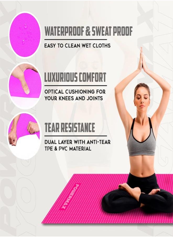 باورماكس فيتنيس سجادة اليوجا للتمارين الرياضية الفاخرة بسمك 6 مم من PowerMax Fitness YE6-1.2-PK للتمارين الرياضية [بطانة فائقة الكثافة ومقاومة للتمزق ومقاومة للماء] سجادة يوجا صديقة للبيئة مضادة للانزلاق  - Image 5