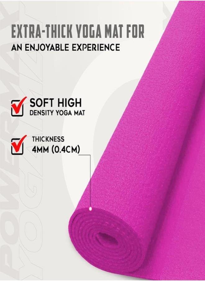 باورماكس فيتنيس سجادة اليوجا للتمارين الرياضية الفاخرة بسمك 6 مم من PowerMax Fitness YE6-1.2-PK للتمارين الرياضية [بطانة فائقة الكثافة ومقاومة للتمزق ومقاومة للماء] سجادة يوجا صديقة للبيئة مضادة للانزلاق  - Image 4