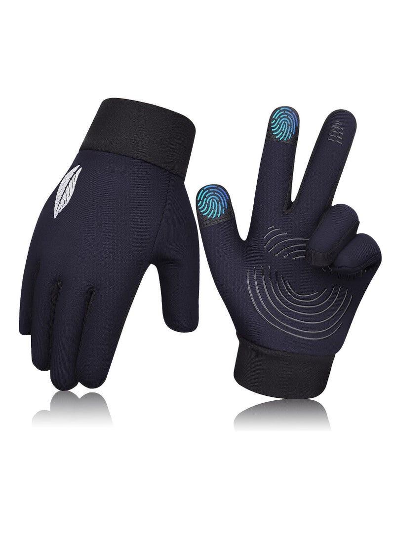 SYOSI Kids Winter Touch Screen Gloves, Reflective Warm Cycling Gloves for Cold Weather, Outdoor Sports Mittens for Boys and Girls 8-10, Waterproof and Suitable for Biking, Running, Skiing, Black  - Image 1