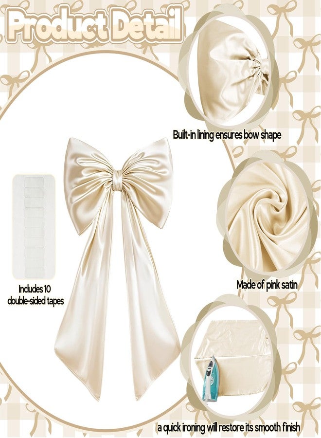 Froova Giant Bow Decoration Big Cream White Large Coquette Bow for Backdrop Birthday Party Room Wall Wedding Bride Decor, Ribbon Tie Hanging Gift Coquette Wall Decor (Satin, Internal Stability Layer) - Image 4