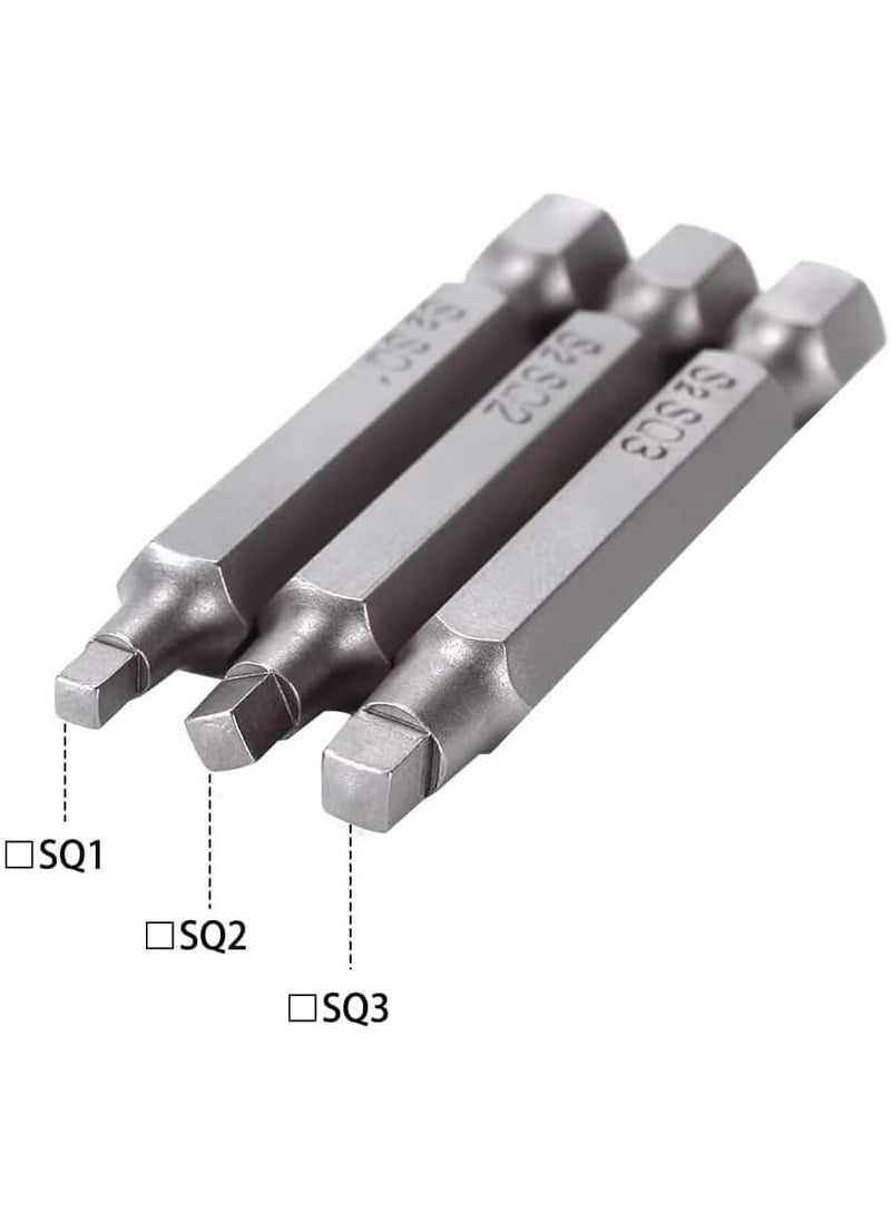 Eyech 3 Sets 3pcs Magnetic Square Head Bits Square Screw Drive Bit Set 14Inch Shank Square Tip Bit Square Head Screwdriver Bits SQ1 SQ2 SQ3 2 Inch Length  - Image 4
