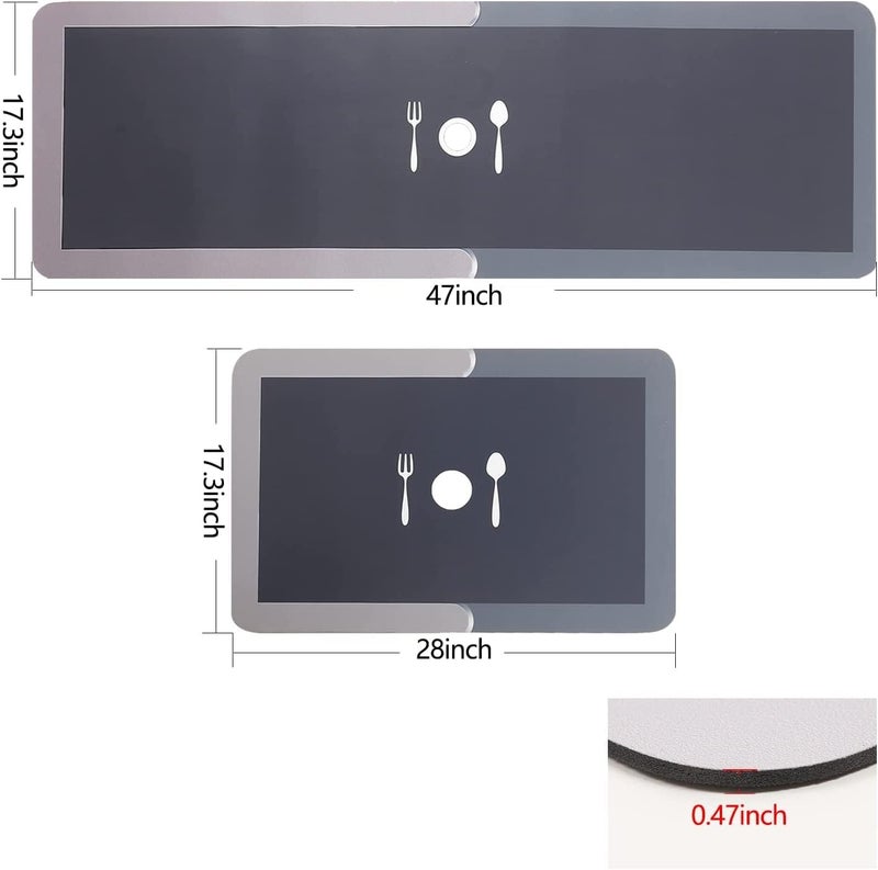 TEKCOOL مجموعة سجادات مطبخ مضادة للإرهاق 2 قطعة سجادات مطبخ غير قابلة للانزلاق للأرضيات سجادات ومفارش مطبخ مريحة ومقاومة للماء لمطبخك، مكتب منزلي، حوض، غسيل (سجادة خطية) مطاطية - Image 2