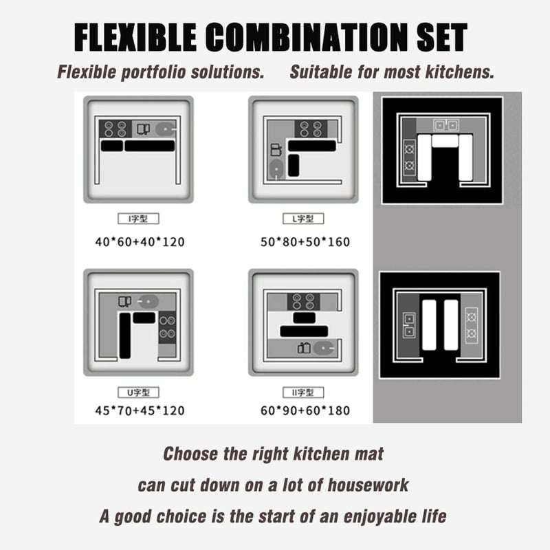 TEKCOOL مجموعة سجادات مطبخ مضادة للإرهاق 2 قطعة سجادات مطبخ غير قابلة للانزلاق للأرضيات سجادات ومفارش مطبخ مريحة ومقاومة للماء لمطبخك، مكتب منزلي، حوض، غسيل (سجادة خطية) مطاطية - Image 4