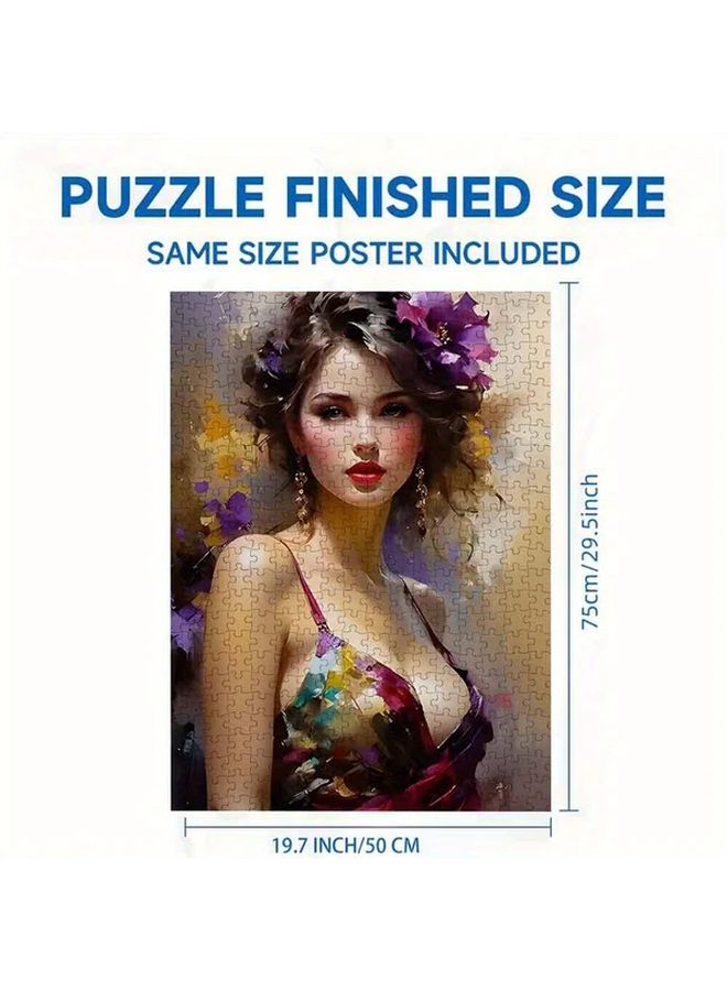 1000 Pcs Extra Large Jigsaw Puzzle Elegant Woman Portrait Floral Hair Red Lips Adult - Image 4