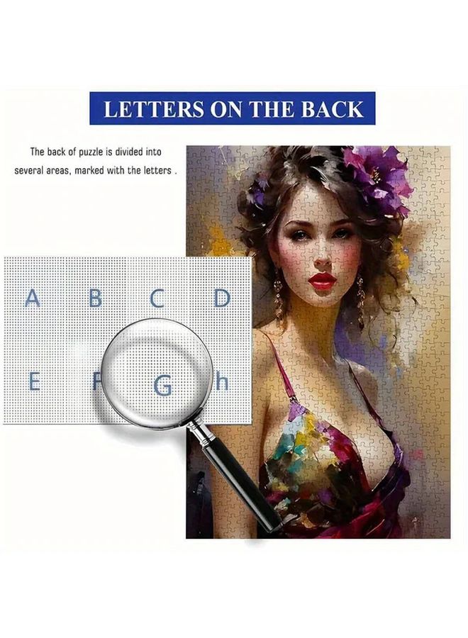 1000 Pcs Extra Large Jigsaw Puzzle Elegant Woman Portrait Floral Hair Red Lips Adult - Image 5