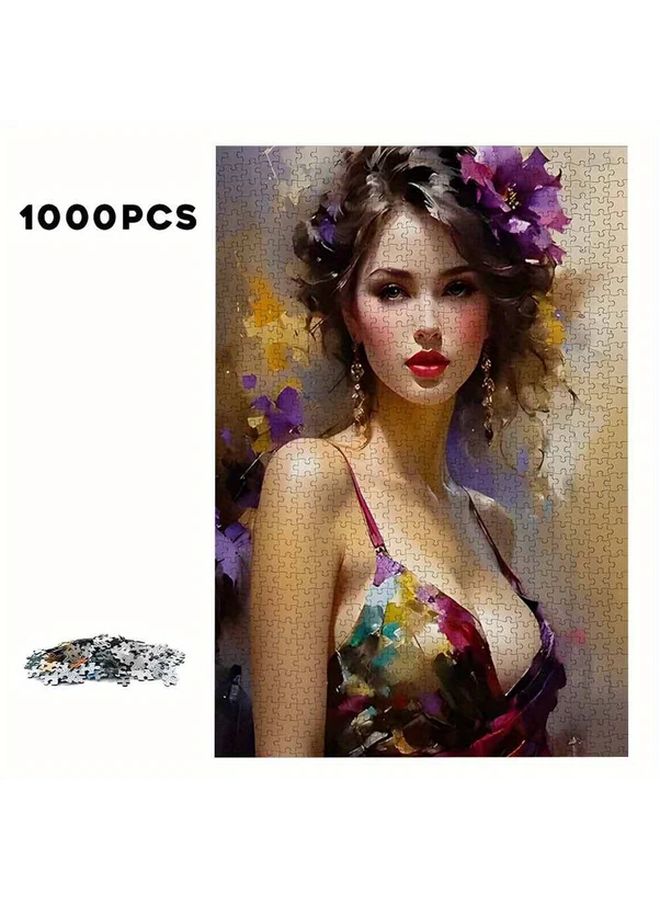1000 Pcs Extra Large Jigsaw Puzzle Elegant Woman Portrait Floral Hair Red Lips Adult - Image 3