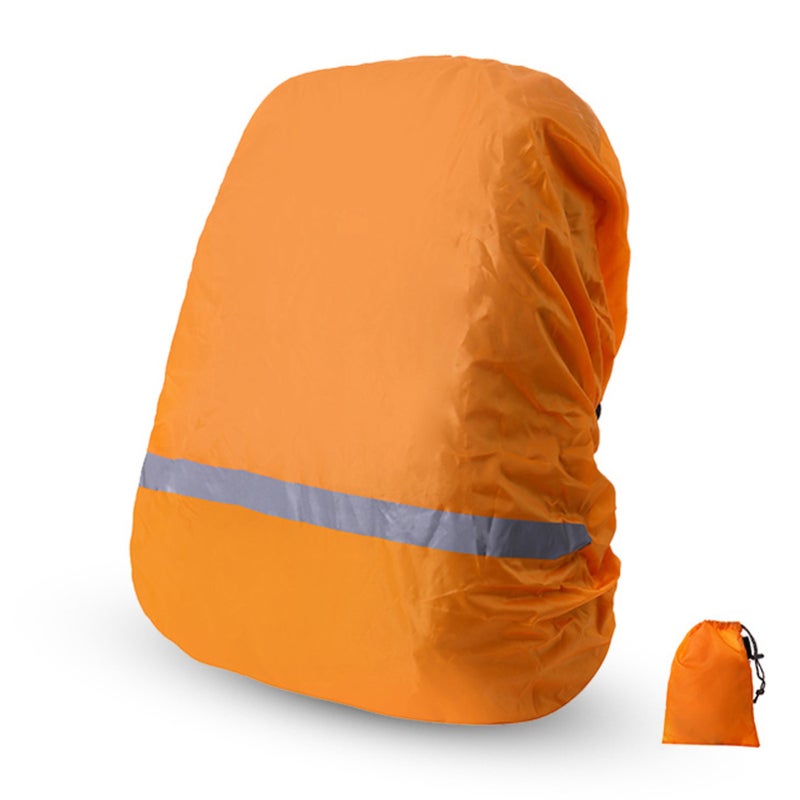 Aotu Water-proof Backpack Cover Rainproof Backpack Rain Cover with Reflective Strip for Hiking Camping Orange XL - Image 1